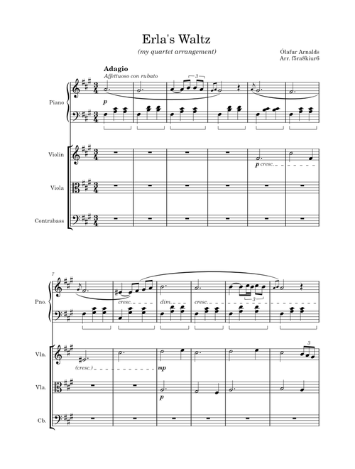 Erla's Waltz – Ólafur Arnalds (quartet arrangement)
