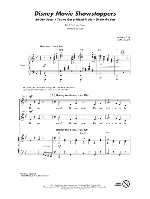 Disney Movie Showstoppers (Arr. Mac Huff) - Alan Menken, Randy Newman, Howard Ashman (Choral, 2-Part)