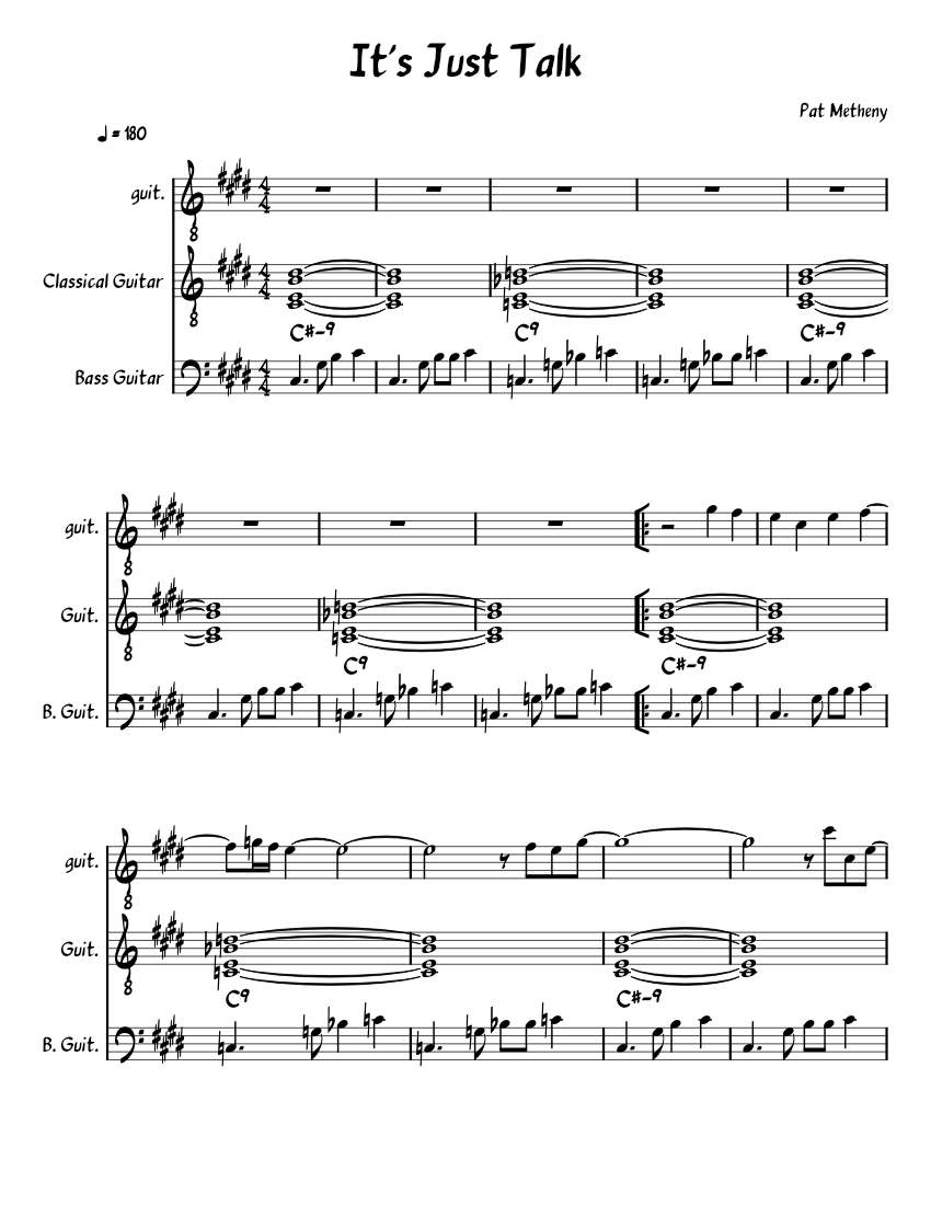 It's Just Talk Sheet Music with Chords for Guitar, Bass
