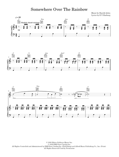 Somewhere Over The Rainbow - Israel Kamakawio'ole (Piano-Voice)