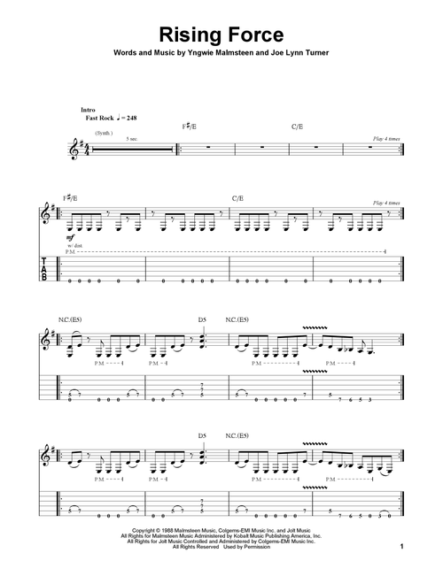 Rising Force - Yngwie Malmsteen (Guitar Tab Play-Along)