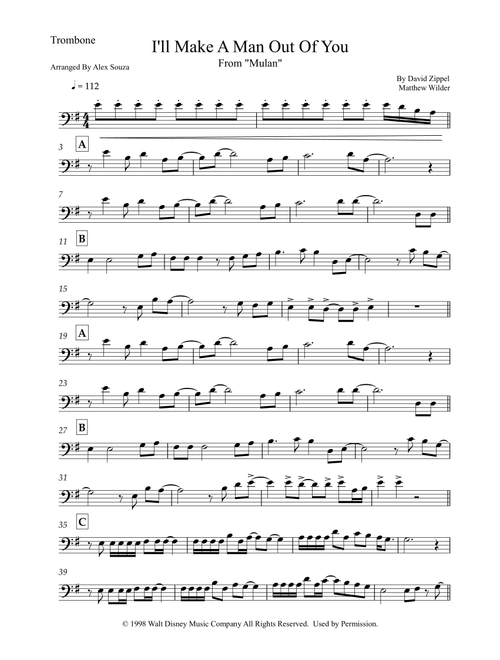 I'll Make A Man Out Of You (Arr. Alex Souza) - David Zippel, Matthew Wilder (Trombone Solo)