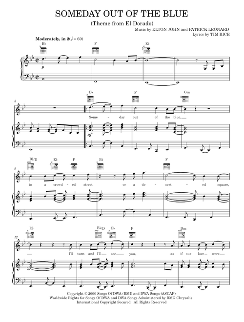 Someday out of the blue - Elton John (Piano-Vocal-Guitar)