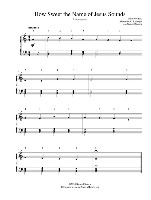 How Sweet the Name of Jesus Sounds - for easy piano (Arr. Samuel Stokes) - John Newton, Alexander R. Reinagle (Easy Piano)