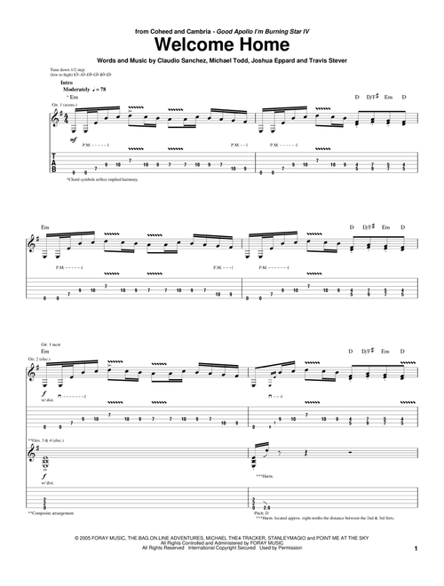 Welcome Home - Coheed And Cambria (Guitar Tab)