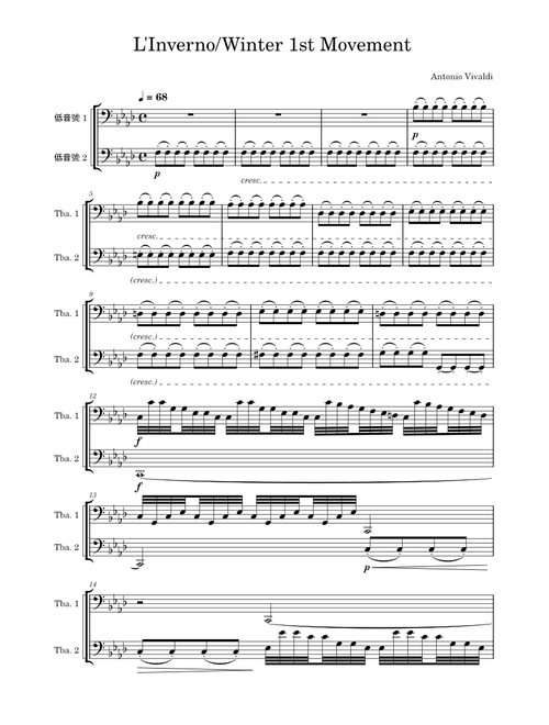 Winter 1st Movement  – Antonio Vivaldi Winter 1st Movement Tuba Duet