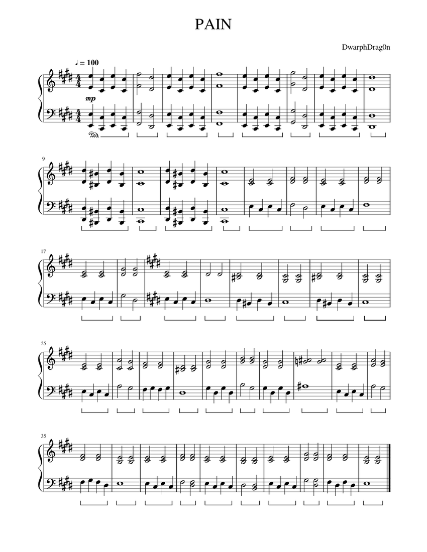 PAIN Sheet music for Piano (Solo) Easy | Musescore.com