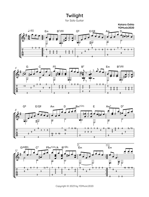 Twilight (Arr. YOMusic2020) (Solo Guitar)