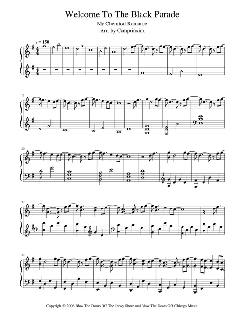 Welcome To The Black Parade (Arr. Camprixinx) - My Chemical Romance (Piano Solo)