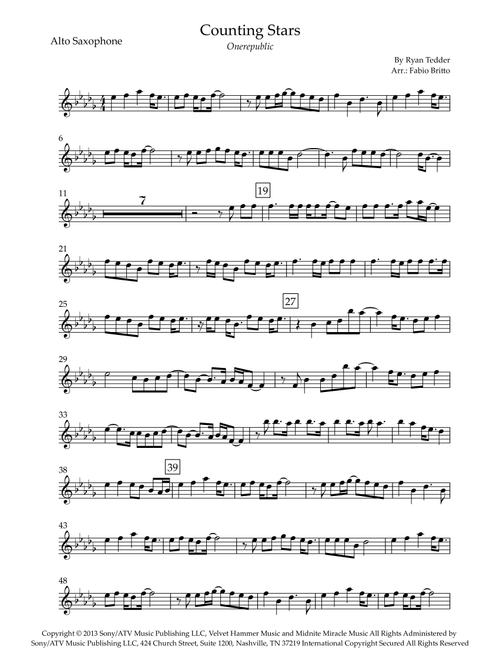Counting Stars (Arr. Fabio Britto) - OneRepublic (Alto Sax Solo)