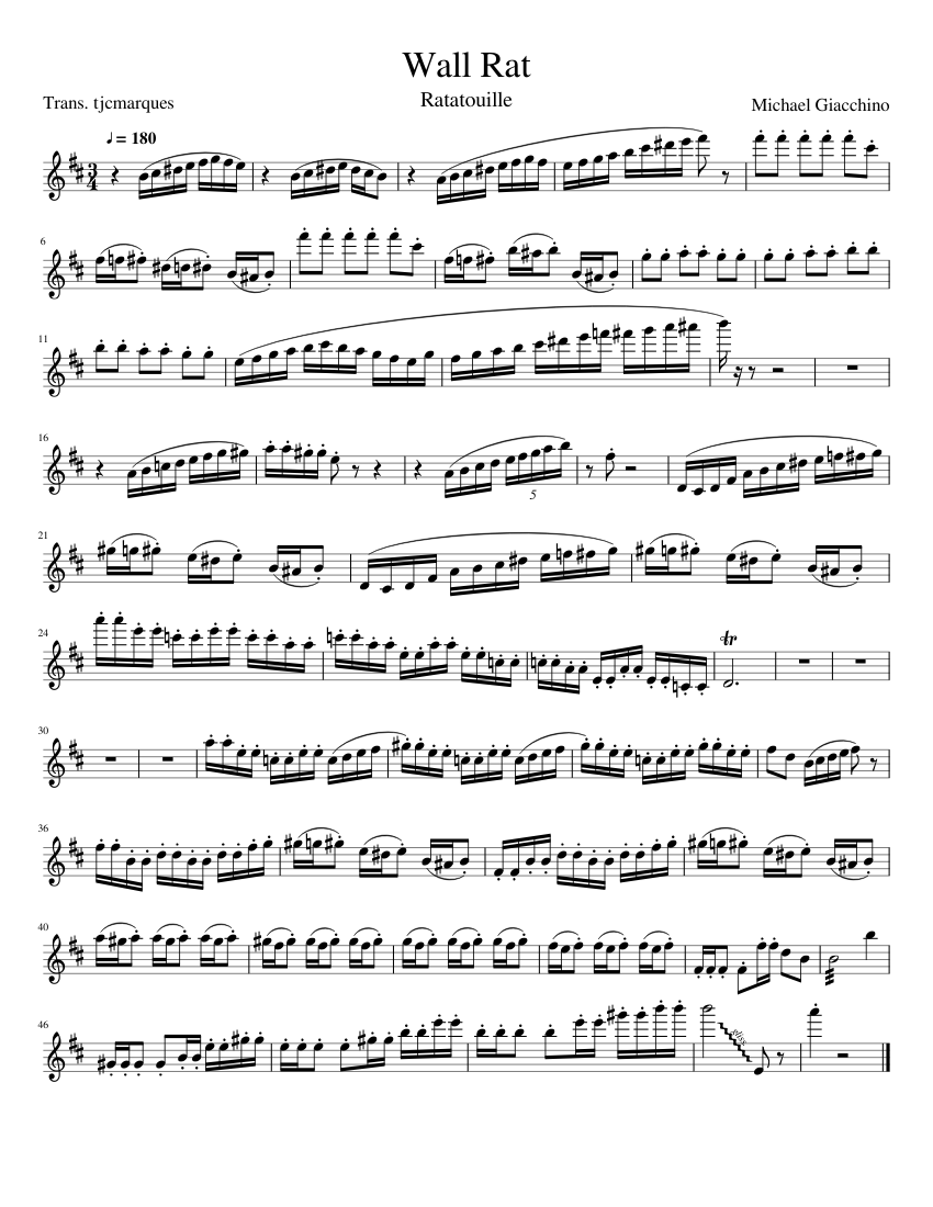 Ratatouille: Wall Rat Sheet Music for Flute (Solo) | MuseScore.com