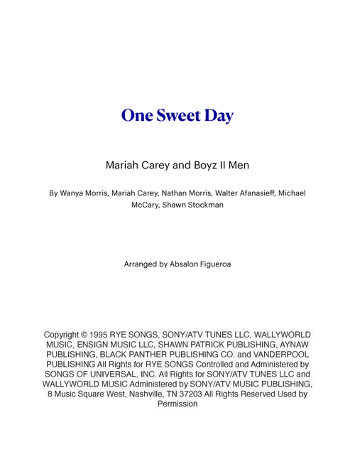 One Sweet Day (Arr. Absalon Figueroa) - Mariah Carey And Boyz Ii Men (Choral, TTBB)