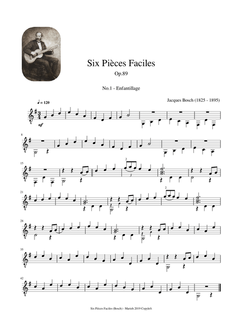 Six Pièces Faciles Op.89 - Jacques Bosch (1825 - 1895)