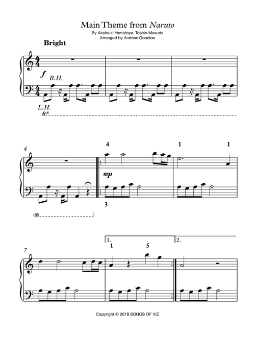 Naruto (Arr. Andrew Goodloe) - Akatsuki Yamatoya, Toshio Masuda (Piano Solo)