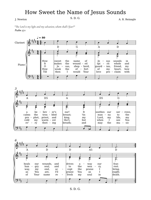 How Sweet the Name of Jesus Sounds - psalm étude