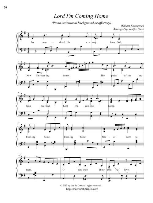 Lord I'm Coming Home (Arr. Arranged by Jenifer Cook) - William J. Kirkpatrick (Piano Solo)
