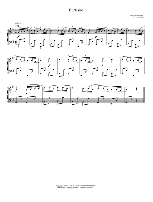 Burleske - Leopold Mozart (Easy Piano)