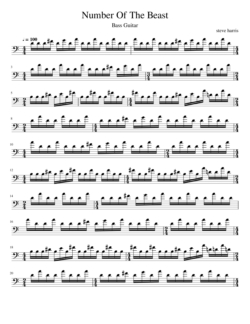 アイアン・メイデン The Number of The Beast ギター楽譜 The Number Of The Beast by Iron Maiden Sheet Music for Guitar Tab