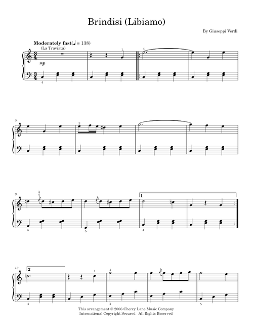 Brindisi - Giuseppe Verdi (Easy Piano)
