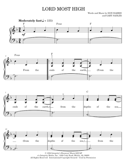 Lord Most High - The Martins (Easy Piano)