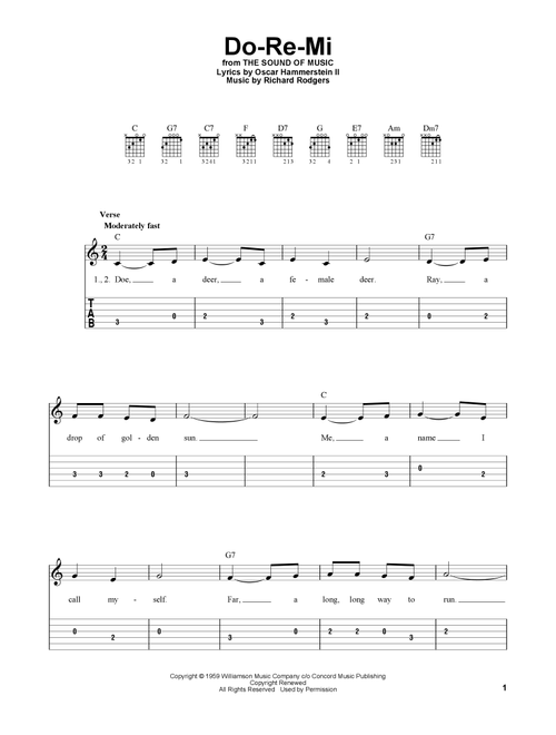 Do-Re-Mi (from The Sound of Music) - Rodgers & Hammerstein, Richard Rodgers, Oscar Hammerstein II (Easy Guitar with TAB)