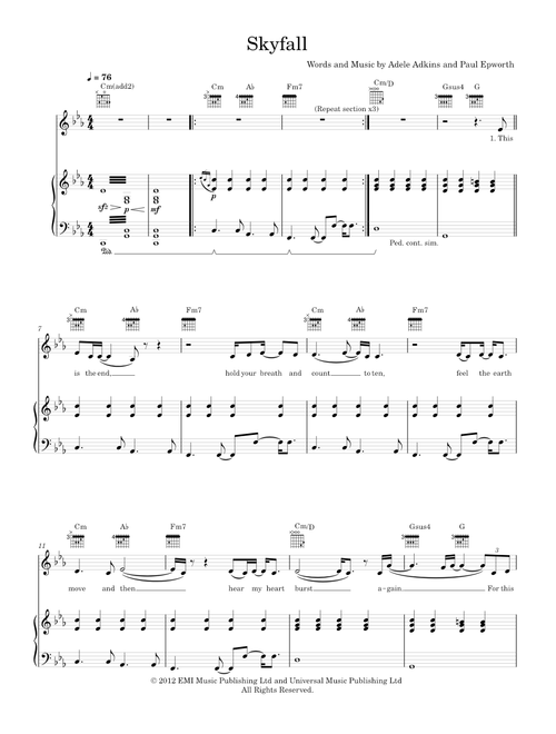 Skyfall - Adele (Piano-Voice-Guitar)