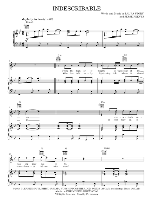Indescribable - Chris Tomlin (Piano-Vocal-Guitar)
