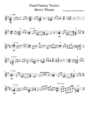 Final Fantasy Tactics - Hero's Theme Piano Arrangement Sheet