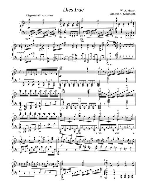 W. A. Mozart - "Dies Irae" (Piano arr. by Karl Klindworth)