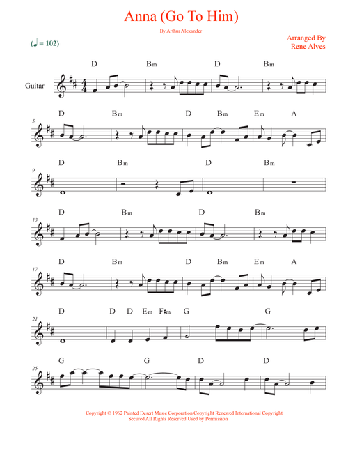 Anna (Go To Him) (Arr. Rene Alves) - The Beatles (Guitar and Piano)