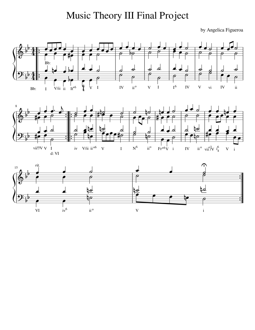 Music Theory III Final Project Sheet music for Piano (Solo) Easy ...