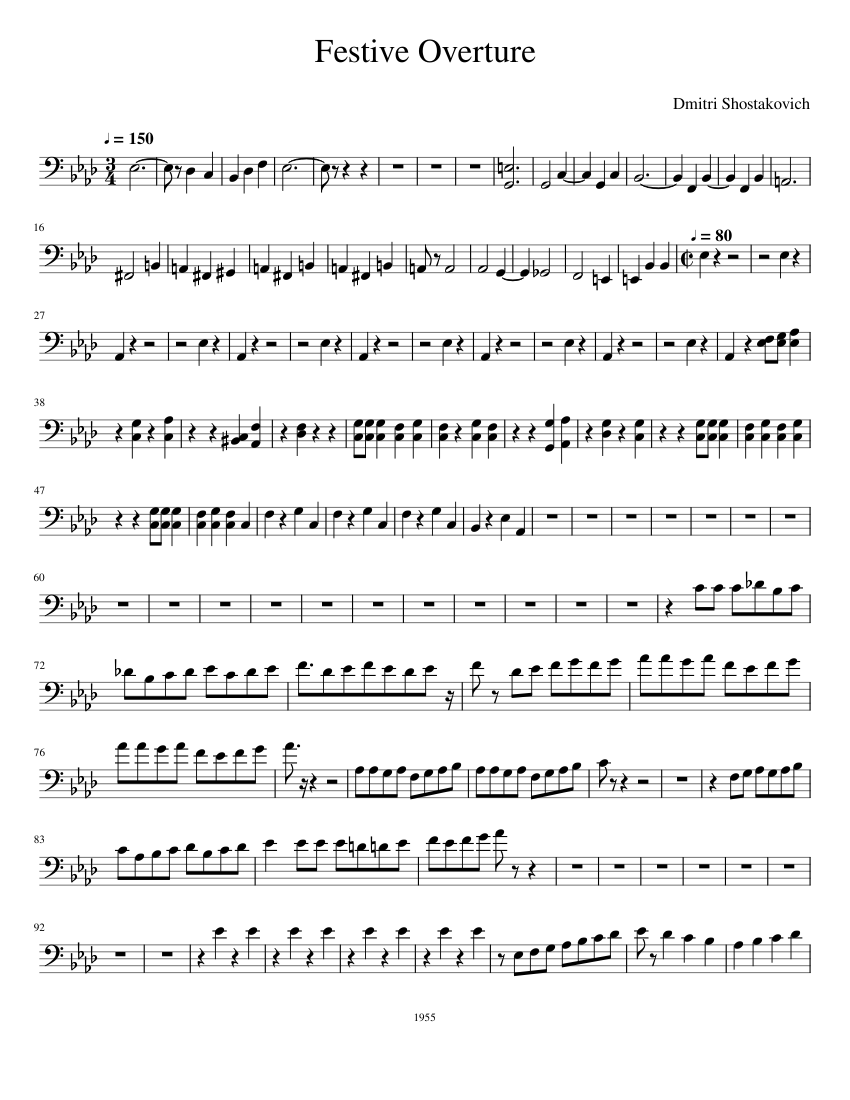 Festive Overture Sheet Music for Euphonium (Solo) | MuseScore.com
