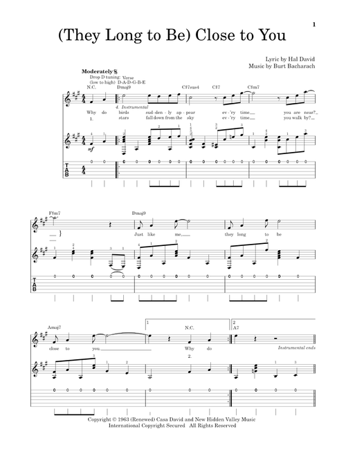 (They Long To Be) Close To You - Carpenters (Solo Guitar)