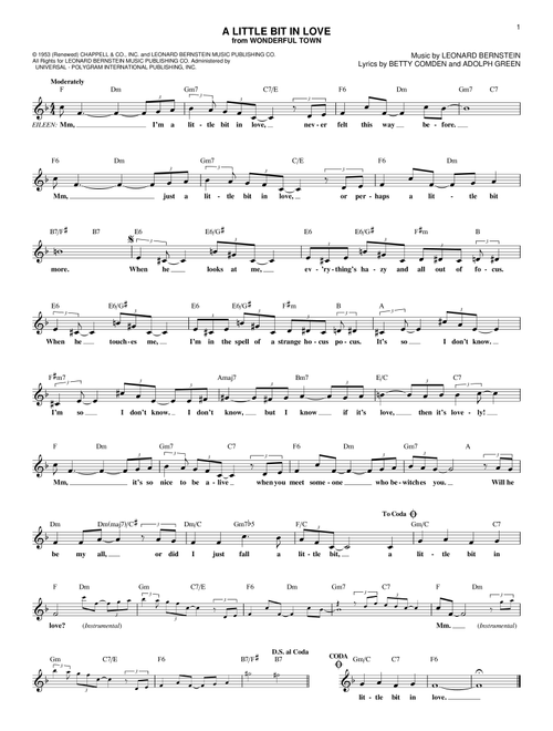 A Little Bit In Love - Adolph Green, Betty Comden, Leonard Bernstein (Lead Sheet - Fake Book)