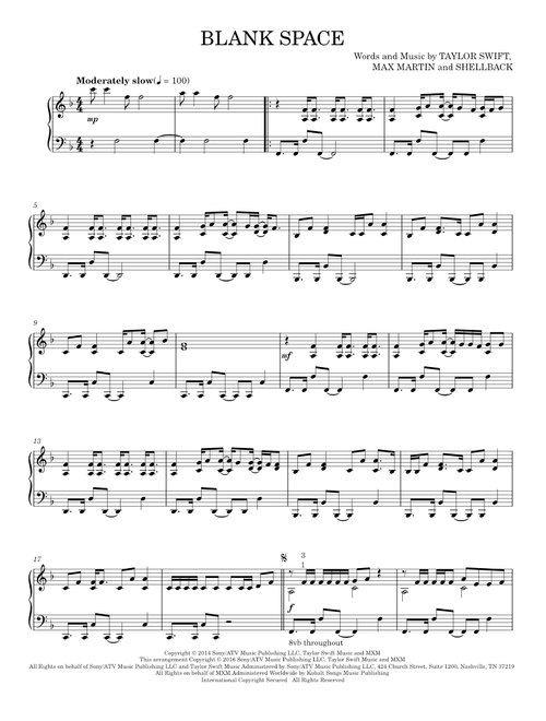 Blank Space - Taylor Swift (Piano Solo)