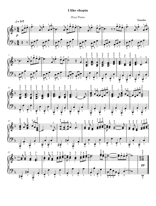 Gazebo - I Like Chopin -Easy Piano-