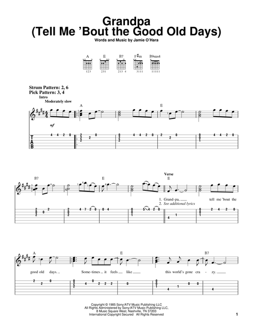 Grandpa (Tell Me 'Bout The Good Old Days) - The Judds (Easy Guitar with TAB)