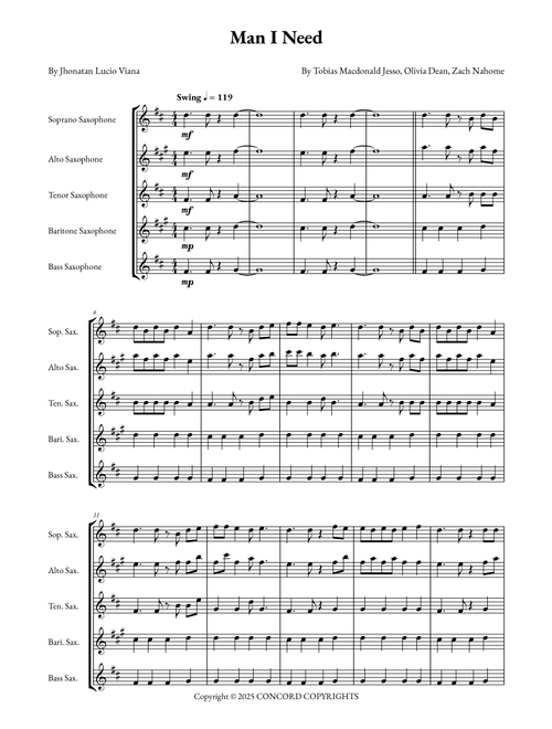 Man I Need (Arr. Jhonatan Lucio Viana) - Olivia Dean (Woodwind Ensemble)