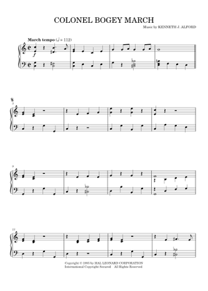 Colonel Bogey March – Kenneth J. Alford Sheet Music for Piano (Solo ...