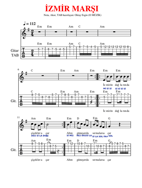 İZMİR MARŞI GİTAR - OKTAY ESGiN (O MÜZİK)