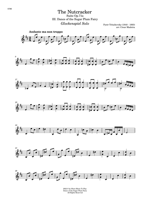 Dance of the Sugar Plum Fairy - Glockenspiel Solo (Full Score) (Arr. César Madeira) - Peter Ilyich Tchaikovsky (Bells Solo)