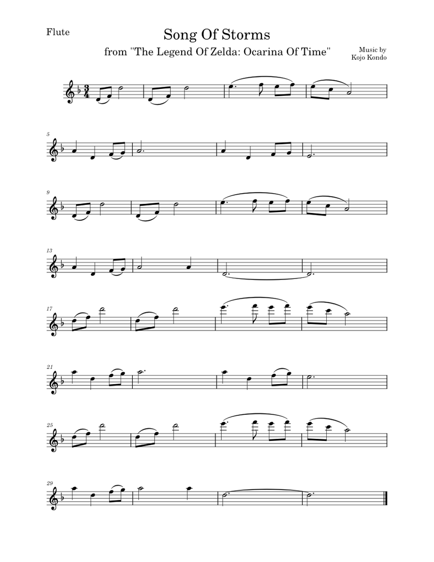 Song of Storms Koji Kondo Sheet music for Flute (Solo)