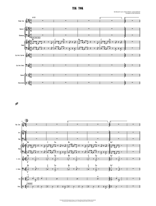Tik Tok (Arr. Daryl McKenzie) - Ke$ha (Small Ensemble)