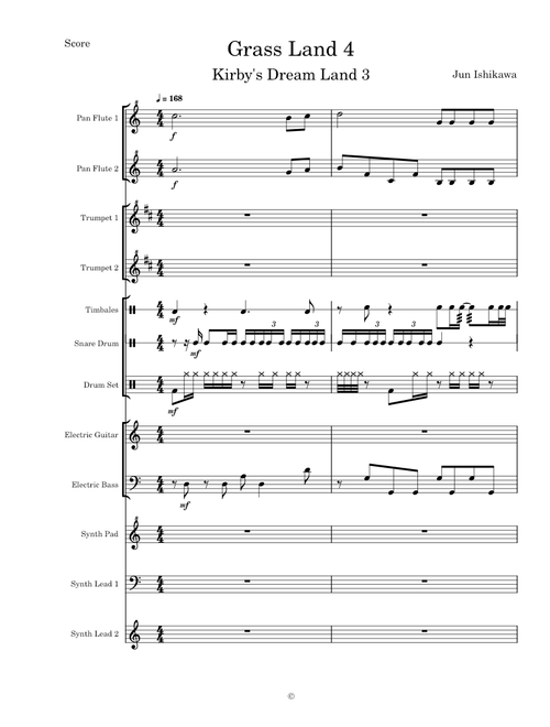 Grass Land 4 (Kirby's Dream Land 3) - Transcribed Score