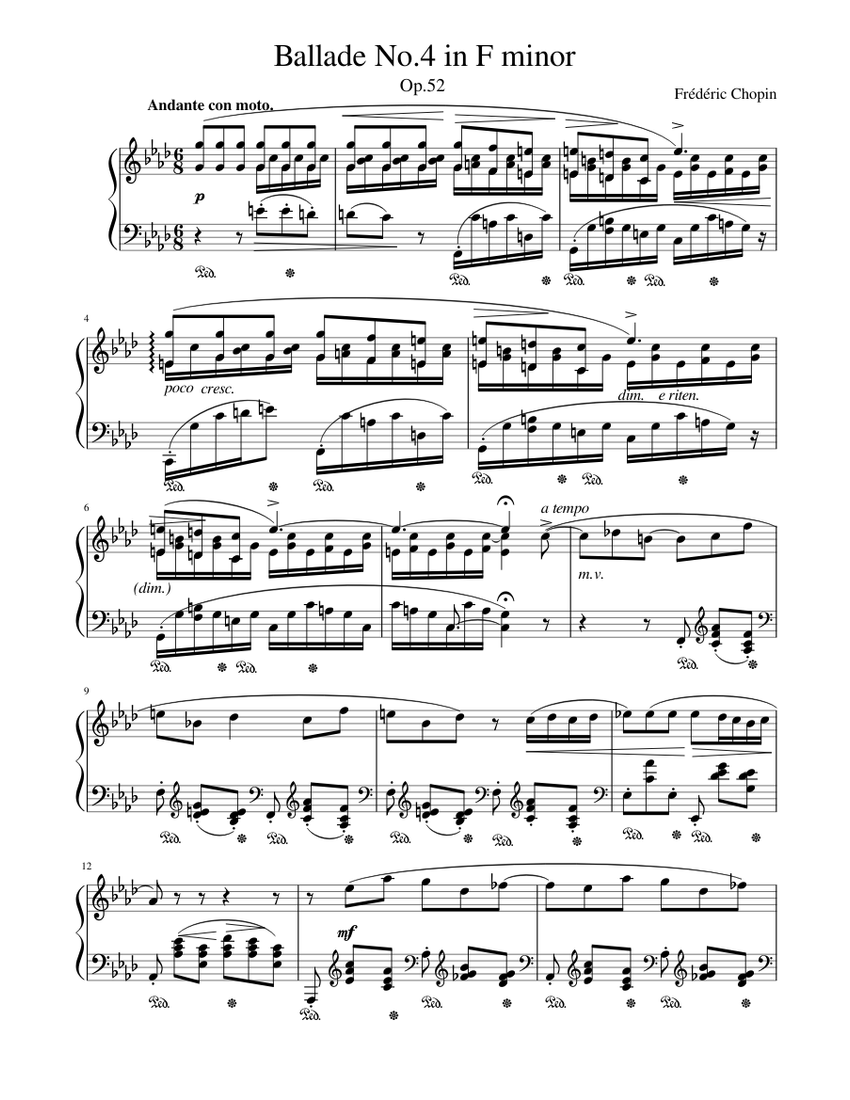 Ballade No.4 in F minor Sheet Music for Piano (Solo) | MuseScore.com