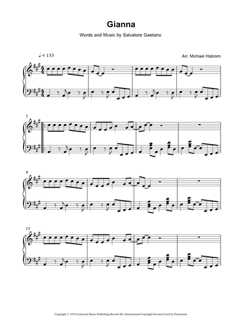Gianna (Arr. Michael Habrom) - Rino Gaetano (Piano Solo)