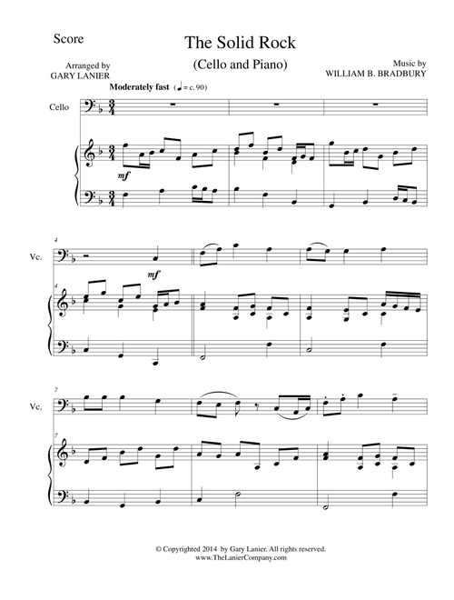 THE SOLID ROCK (Cello/Piano and Cello Part) (Arr. Gary Lanier) - William B Bradbury (Cello and Piano)