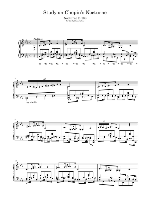 Nocturne in C minor, B.108 for the left hand alone