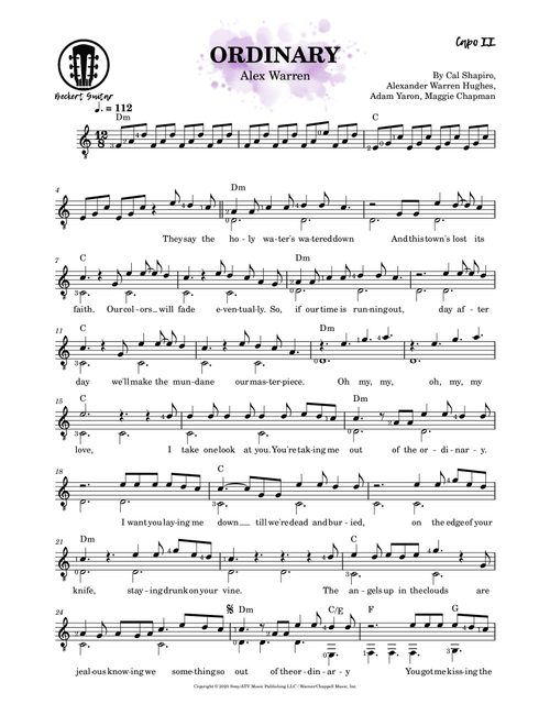 Ordinary (Arr. Beckert Guitar) - Alex Warren (Solo Guitar)