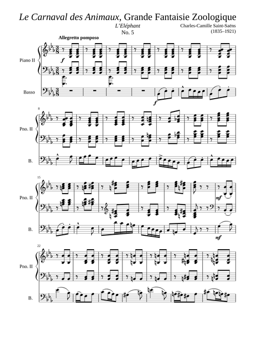 “Le Carnaval des Animaux” No. 5, “L’Eléphant”